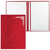 Папка адресная, бархатная красная, без надписи, "Виньетка", формат А4, в индивидуальной упаковке, АП4-фк-047